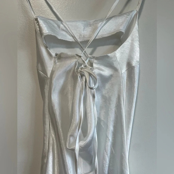 Nasty Gal White Cowl Neck Satin  Maxi Slip Dress - Size 2 - Picture 7 of 9